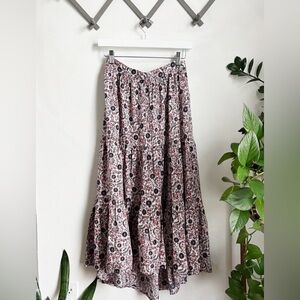 Xirena Iris Cotton Floral Tiered Midi Skirt